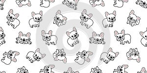 Dog seamless pattern french bulldog vector repeat background tile wallpaper isolated cartoon white