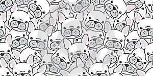 Dog seamless pattern french bulldog vector scarf isolated wallpaper background cartoon doodle