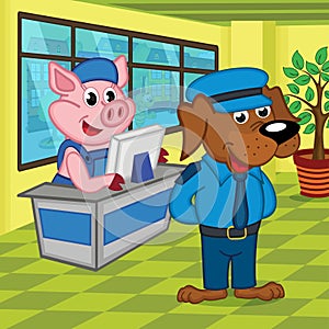 Dog security guard supermarket