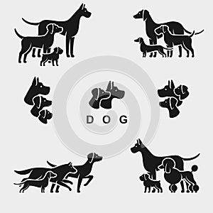 Dog set. Collection icon dogs. Vector