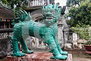 Dog-shaped sculpture at the Buddhist pagoda Thien Tru, also called Perfume Pagoda, near My Duc, Vietnam