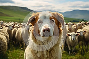 dog shepherd guarding sheep generative ai