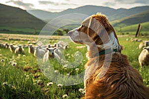 dog shepherd guarding sheep generative ai