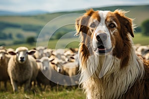 dog shepherd guarding sheep generative ai