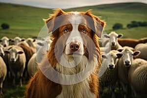 dog shepherd guarding sheep generative ai
