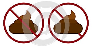dog shit ban prohibit icon. Not allowed animal poop.