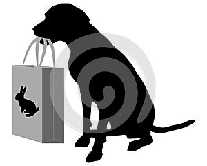 Dog shopping bunny