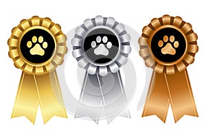 Dog show winner ribbon rosette