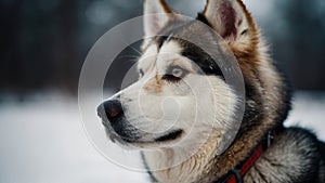 Dog, Siberian Husky, a thickly coated, compact sled dog of medium size and great endurance