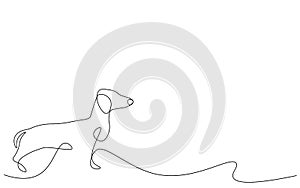 Dog silhouette dachshund line drawing vector illustration