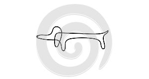 Dog silhouette dachshund line drawing vector illustration