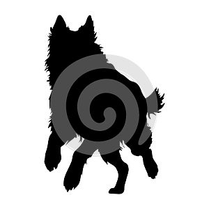 Dog silhouette isolated on white background. Pet dog jumping black icon.Watchdog symbol. German shepherd dog. Large