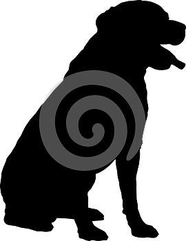 Dog silhouette sign vector illustration. Black dog shape over white background. Protection concept. Vet clinics logo conceptual