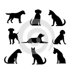 Dog silhouette on white background