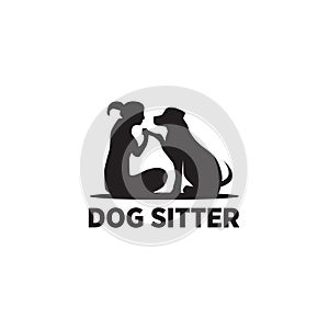 Dog sitter logo icon design vector template