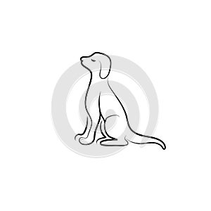 Dog sitting handrawn illustration vector outline photo