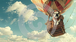 Dog Sitting in Hot Air Balloon