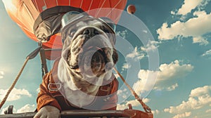 Dog Sitting in a Hot Air Balloon