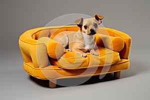 dog on a sofa represents the epitome of homey comfort and domestic bliss.