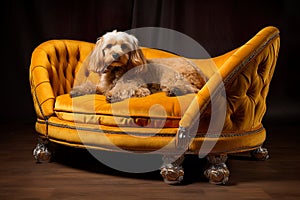 dog on a sofa represents the epitome of homey comfort and domestic bliss.