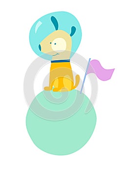 Dog in a space suit vector illustration icon
