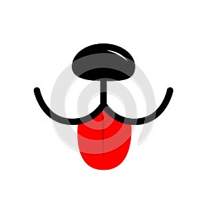 Dog square smiling happy face head icon. Black nose, red tongue out. Contour line. Kawaii funny animal. Cute cartoon puppy baby