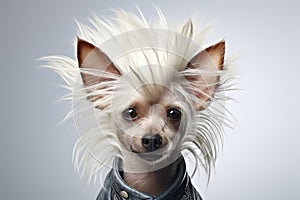 Dog With Stylish Hair On White Background. Generative AI