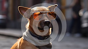 A Dog With Sunglasses Going To A Cigar Lounge. Generative AI