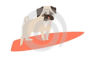 Dog surfers, vector cartoon illustrations