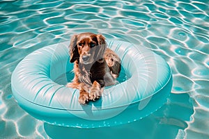 Dog swimming pool. Generate Ai