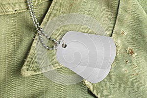 Dog tags on uniform