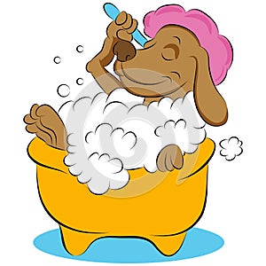 Dog Taking a Bubble Bath