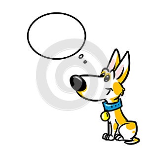 Dog thinks bubble cartoon illustration