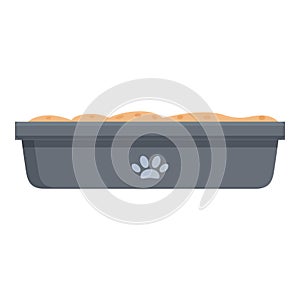 Dog toilet filter icon cartoon vector. Full sand tray