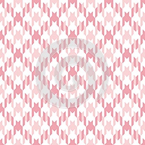 Dog tooth pattern in pink and white for spring autumn winter. Seamless light pastel houndstooth tweed vector for scarf, dress.