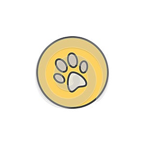 Dog trail or paw print colorful icon