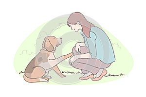 Dog training, animal adoption, charity activity concept