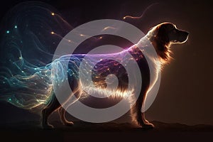 dog with translucent streamline interpretation created by generative AI