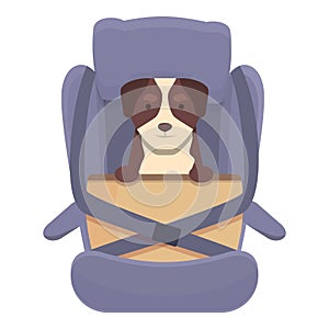 Dog travel car icon cartoon vector. Road seat