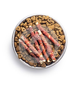 Dog treat sticks. Chewy sticks for dog and dry kibble