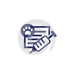 dog vaccination certificate icon on white