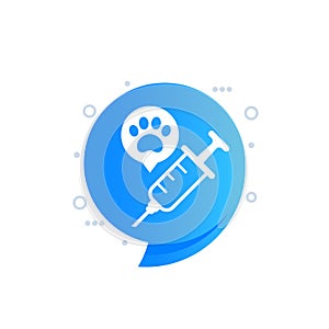 dog vaccination icon with a vaccine