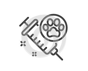 Dog vaccination line icon. Veterinary clinic sign. Vector