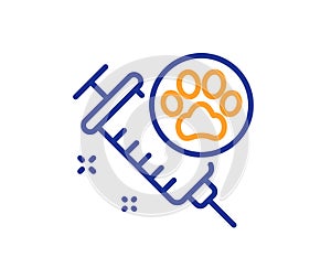 Dog vaccination line icon. Veterinary clinic sign. Vector
