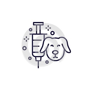 dog vaccination line icon on white