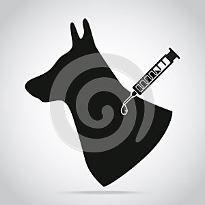 Dog vaccine to prevent illness icon, medical concept.