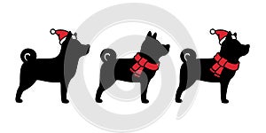 Dog vector Christmas Santa Claus icon character cartoon Xmas hat scarf logo french bulldog illustration black