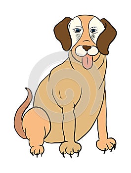 Dog vector for doodle and coloring book on white background.