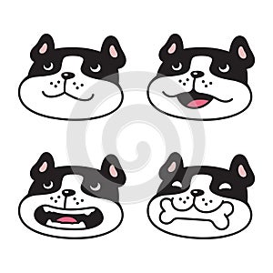dog vector french bulldog bone icon puppy face pet head smile cartoon character illustration