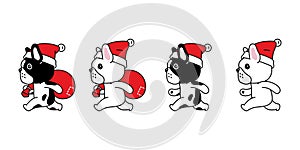 Dog vector french bulldog christmas icon santa claus hat running puppy pet cartoon character symbol tattoo stamp illustration clip